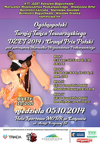 zdjęcie do
													 artykułu Ogólnopolski Turniej Tańca Towarzyskiego DŻET 2014 i Grand Prix Polski w Łańcucie