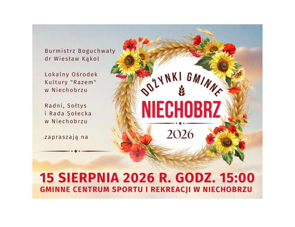 DOŻYNKI GMINNE BOGUCHWAŁA 2026